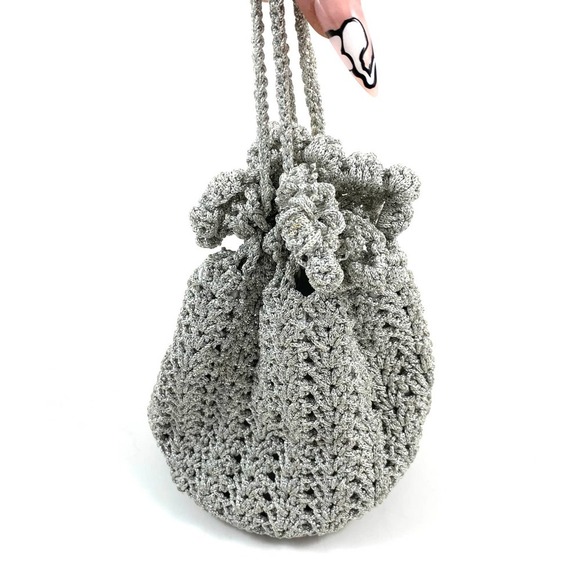 Vintage Handbags - ❌SOLD❌ Vintage handmade silver woven mini pouch bag